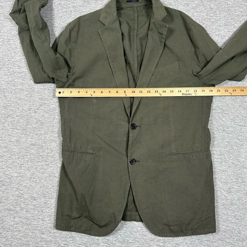 Lardini Blazer Mens 42 Green Gray Unstructured Lightweight Cotton Linen Travel